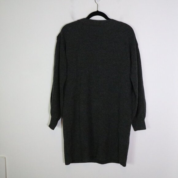 Madewell Merino Wool Boatneck Sweater Dress M Button Shoulder Neutral Minimalist - Picture 8 of 8
